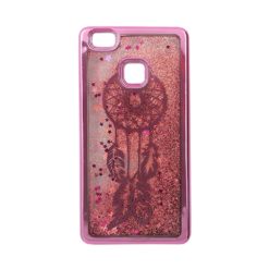 ebnb.gr - Θήκη TPU Ονειροπαγίδα με κινούμενη ροζ χρυσόσκονη και ροζ περίγραμμα για Huawei P9 Lite - TechMarket