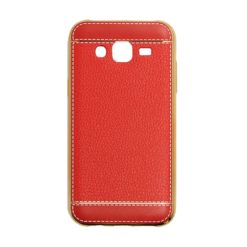 ebnb.gr - Θήκη TPU δερματίνης με λευκή ραφή και χρυσό περίγραμμα για Samsung Galaxy J5 - Κόκκινο - TechMarket
