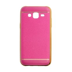 ebnb.gr - Θήκη TPU δερματίνης με λευκή ραφή και χρυσό περίγραμμα για Samsung Galaxy J5 - Φούξια - TechMarket