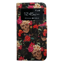 ebnb.gr - Θήκη flip Floral Scull με Call Display και δυνατότητα STAND για Samsung Galaxy S7 - TechMarket
