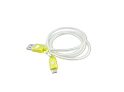 Hellas-Tech - QH Στρογγυλό Καλώδιο USB 2.0 σε Micro USB 1m που δεν μπερδεύεται για φόρτιση και συγχρονισμό με LED φως σε χρώμα Κίτρινο - QH - TechMarket