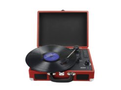 Hellas-Tech - Sogo Φορητό Bluetooth Πικάπ με USB/SD/AUX, Ραδιόφωνο, CD, MP3 και Θήκη Βαλίτσα σε Κόκκινο χρώμα, MCD-SS-8580-R - SOGO - TechMarket