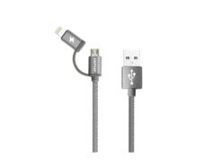 Hellas-Tech - Καλώδιο USB Πλεκτό 2 σε 1 από Usb σε Lightning/Micro Usb Awei CL-930C Γκρί Γκρι - Cb - TechMarket