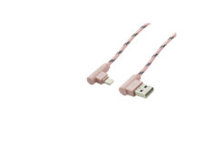 Hellas-Tech - Καλώδιο φόρτισης και μεταφοράς δεδομένων USB to Lightning μήκους 1m L Shape , Awei CL-91 Ροζ - Cb - TechMarket