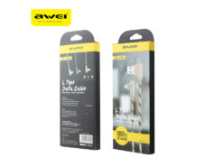 Hellas-Tech - Καλώδιο φόρτισης και μεταφοράς δεδομένων USB to Lightning μήκους 1m L Shape , Awei CL-91 Χρυσό - Cb - TechMarket