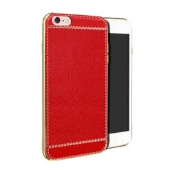 ebnb.gr - Θήκη TPU δερματίνης με λευκή ραφή και χρυσό περίγραμμα για iPhone 6/6S (4.7") - Κόκκινο - TechMarket
