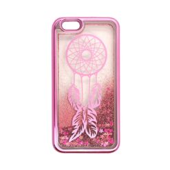 ebnb.gr - Θήκη TPU Ονειροπαγίδα με κινούμενη ροζ χρυσόσκονη και ροζ περίγραμμα για iPhone 6/6S (4.7") - TechMarket