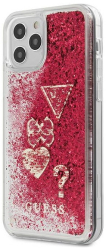 e-shop.gr - GUESS IPHONE 12 MINI 5,4 GUHCP12SGLHFLRA RASPBERRY HARD BACK COVER CASE GLITTER CHARMS - TechMarket