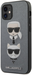 e-shop.gr - KARL LAGERFELD COVER SAFFIANO K&C HEADS FOR APPLE IPHONE 12 MINI SILVER KLHCP12SSAKICKCSL - TechMarket