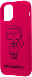 e-shop.gr - KARL LAGERFELD SILICONE CASE ICONIC OUTLINE FOR APPLE IPHONE 12 MINI PINK KLHCP12SSILFLPI - TechMarket