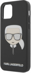 e-shop.gr - KARL LAGERFELD SILICONE CASE IKONIK GLITTER KARL'S HEAD FOR APPLE IPHONE 12 MINI BLACK - TechMarket
