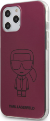 e-shop.gr - KARL LAGERFELD SILICONE CASE METALLIC ICONIC OUTLINE FOR APPLE IPHONE 12 PRO MAX PINK - TechMarket