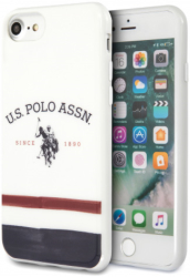 e-shop.gr - US POLO ORIGINAL SILICONE CASE TRICOLORE FOR APPLE IPHONE 8 / APPLE IPHONE SE 2020 WHITE - TechMarket