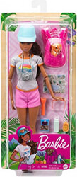 e-shop.gr - BARBIE DARK SKIN DOLL WITH PUPPY IN A BACKPACK ACCESSORIES (GRN66) - TechMarket