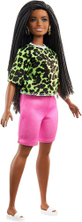 e-shop.gr - BARBIE FASHIONISTAS #144 BRUNETTE BRAIDS WITH NEON GREEN ANIMAL PRINT SHIRT DARK SKIN - TechMarket