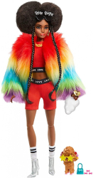 e-shop.gr - BARBIE EXTRA: DARK SKIN DOLL WITH RAINBOW COAT (GVR04) - TechMarket