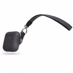 Mozik - Moshi Pebbo Case with Strap for AirPods, Shadow Black - TechMarket