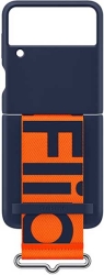 e-shop.gr - SAMSUNG GALAXY Z FLIP3 5G F711 SILICONE COVER WITH STRAP EF-GF711TN NAVY BLUE - TechMarket