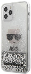 e-shop.gr - KARL LAGERFELD IPHONE 12 MINI 5,4 KLHCP12SGLIKSL SILVER HARD CASE IKONIK LIQUID GLITTER - TechMarket